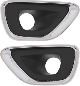 Front Fog Light Molding Pair/Set for 2014-2016 Jeep Grand Cherokee, Black and Chrome, Right Passenger & Left Driver Replacement