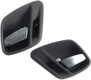 Front Door Handle Pair/Set for 1999-2004 Jeep Grand Cherokee, Right Passenger and Left Driver, Interior, Chrome Lever with Gray Housing, Includes Rear, Replacement