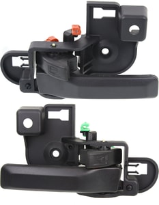 Front Door Handle Pair/Set for Jeep Wrangler (JK) 2011-2018, Inside, Black, Plastic, Right Passenger & Left Driver, Rear-Mounted, Replacement