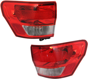 Outer Tail Light Assembly Pair/Set for 2011-2013 Jeep Grand Cherokee, Including Right Passenger and Left Driver Sides, Replacement