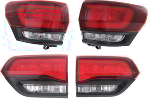 Tail Light Assembly for 2014-2021 Jeep Grand Cherokee, Right Passenger & Left Driver, Inner and Outer, with Black Bezel, Suitable for SRT/Trackhawk Models, Replacement