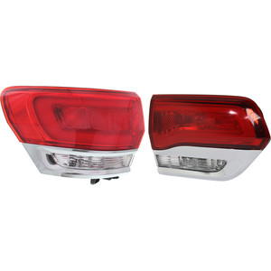 Tail Light Assembly Set for Jeep Grand Cherokee WK 2014-2022, Left Driver Side, Inner and Outer, Excludes SRT/Trailhawk/Trackhawk Models, with Gray Trim - Replacement
