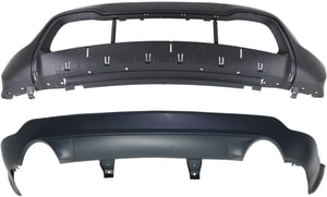 Front and Rear Bumper Cover Set for 2014-2016 Jeep Grand Cherokee, Lower, Primed (Ready to Paint) Top, Textured Bottom, Excludes SRT8 Model, Replacement 