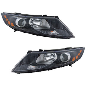 Pair/Set - Headlight Assembly for 2011-2013 OPTIMA Right Passenger and Left Driver, Halogen, Excludes Hybrid Models, Korea-Built Vehicle from 12-6-2010, Replacement