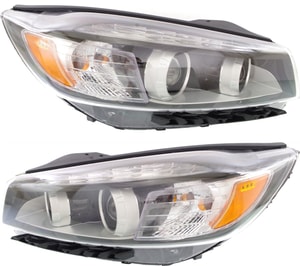 Headlight Assembly Pair/Set for KIA Sorento 2016-2018, Right Passenger and Left Driver, Halogen with LED Accent Light, Replacement