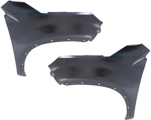 Front Fender Pair/Set for Kia Sorento 2012-2015, Right Passenger and Left Driver, Primed (Ready to Paint), Steel, without Side Garnish Hole, Replacement