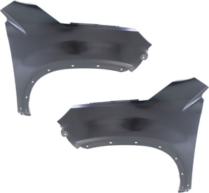 Front Fender Pair/Set for Kia Sorento 2012-2015, Right Passenger and Left Driver, Primed (Ready to Paint), Steel, with Side Garnish Hole, Replacement