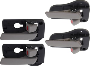 Front and Rear Door Handle Pair/Set for 2007-2012 Kia Rondo, Right Passenger and Left Driver, Inside, Gray, Without Chrome, Replacement