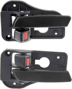 Front Door Handle Pair/Set for Kia Rondo 2007-2012, Inside Installation, Black, Without Chrome, Right Passenger and Left Driver Sides - Replacement Parts
