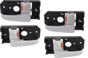 Interior Front and Rear Door Handle Pair/Set for Kia Spectra 2004-2009 / Spectra5 2005-2009, Right Passenger And Left Driver, Light Gray, Plastic, Replacement