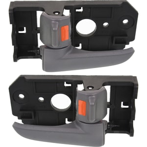 Front Door Handle Pair/Set for KIA Spectra / Spectra5 (2004-2009), Right Passenger and Left Driver, Inside, Gray, Plastic - Equivalent to Rear, Replacement