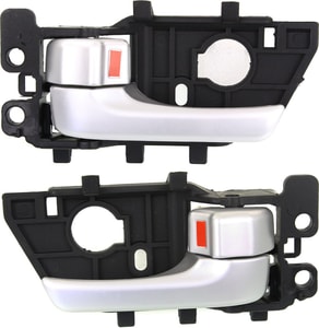 Front Door Handle Pair/Set for Kia Forte / Forte Koup 2010-2013, Inside, Painted Silver, Plastic, Right Passenger and Left Driver - Replacement