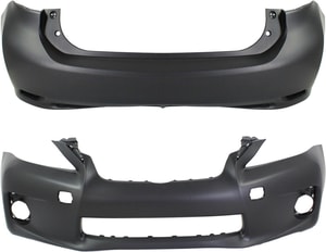 Front and Rear Bumper Cover Set for Lexus CT200H 2011-2013, Primed (Ready to Paint), Without F Sport Package, Without Parking Aid Sensor, Replacement