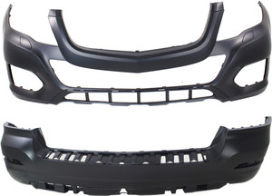 Front and Rear Bumper Cover Set for Mercedes-Benz GLK-Class 2013-2015, Primed (Ready to Paint), Without AMG Styling Package, Without Parktronic Holes, Replacement