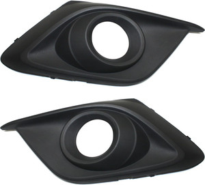Front Fog Light Molding Pair/Set for Mazda 3, 2014-2016 Hatchback/Sedan, Right Passenger and Left Driver, Textured Black, Replacement