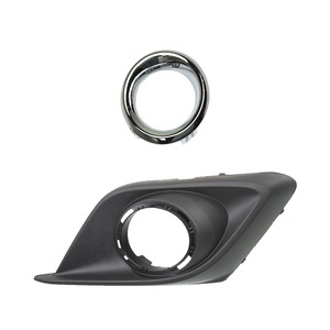 Front Fog Light Molding Set for MAZDA MAZDA 3 (2014-2016) Right Passenger Side, Matte Black Bezel, Chrome Molding, Hatchback/Sedan, Ring, Replacement