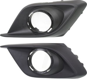 Front Fog Light Molding Pair/Set for Mazda 3 Hatchback/Sedan 2014-2016, Matte Black, Right Passenger and Left Driver, For Models with Chrome Trim Ring, Replacement
