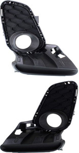 Front Fog Light Molding Pair/Set for 2012-2013 Mazda 3 Hatchback/Sedan, Right Passenger and Left Driver, Primed (Ready to Paint), Smooth Black with Fog Light Hole, Replacement