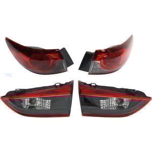 Inner and Outer Tail Light Pair/Set for Mazda 6, Right Passenger & Left Driver, Fitment for 2014-2015 Models, Replacement