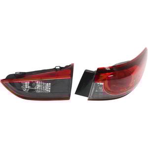 Tail Light Assembly Set for Mazda Mazda 6 2014-2017, Right Passenger Side, Inner and Outer, Halogen, Replacement