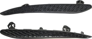 Rear Bumper Molding Pair/Set for Mercedes-Benz E-Class 2014-2016 Sedan, Right Passenger and Left Driver Impact Strip, Black, with AMG Styling Package, Replacement