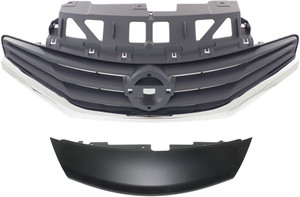 Grille and Grille Cover for Nissan Versa Note 2014-2016, Gray Shell and Insert Grille, Paint to Match Cover (Excludes SR Model), Replacement Set