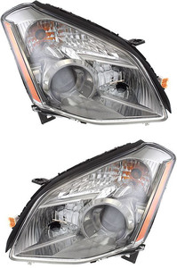 Headlight Assembly for Nissan Maxima 2008, Halogen, Left Driver and Right Passenger, Replacement Pair/Set
