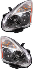 Headlight Assembly for 2008 Nissan Rogue, Halogen, Right Passenger and Left Driver, Replacement Pair/Set