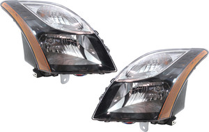 Pair/Set - Headlight Assembly for 2010-2012 Nissan Sentra SR, SE-R, SE-R Spec V Models, Right Passenger and Left Driver, Halogen, Black Interior, Replacement
