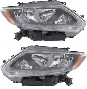 Headlight Assembly for Nissan Rogue 2014-2016, Right Passenger and Left Driver, Halogen, Replacement Pair/Set