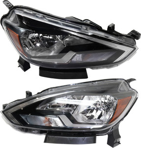 Headlight Assembly Pair/Set for 2016-2019 Nissan Sentra S/FE+ S /SV Model, Halogen, Right Passenger and Left Driver, Replacement