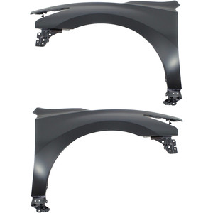 Front Fender Pair/Set for 2013-2015 Nissan Altima Sedan, Right Passenger and Left Driver, Primed (Ready to Paint), Steel, Without Side Light Hole, Replacement