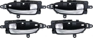 Front Door Handle Pair/Set for Nissan Altima (2007-2011), Maxima (2010-2014), Right Passenger and Left Driver, Black Bezel with Chrome Lever, Equally Applicable to Rear, Replacement