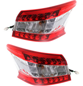 Tail Light Assembly Pair/Set for Nissan Sentra 2013-2015, Right Passenger and Left Driver, Outer, Replacement