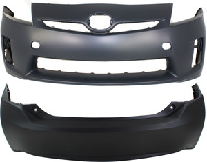 Front and Rear Bumper Cover Set for Toyota Prius 2010-2011, Primed (Ready to Paint), Replacement
