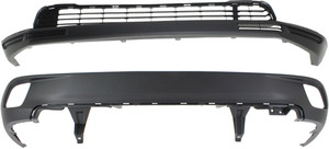Front and Rear Bumper Cover Set for 2014-2016 Toyota Highlander, Lower, Textured Black Replacement
