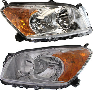 Pair/Set - Headlight Assembly for Toyota RAV4 2009-2012, Right Passenger and Left Driver Halogen Lights, Suitable for North America Built, Base/Limited Models, Replacement