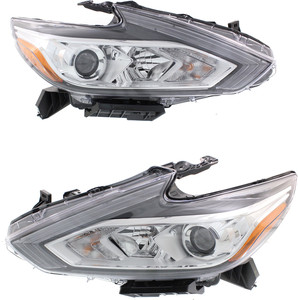 Headlight Assembly Pair/Set for Nissan Altima 2016-2018, Right Passenger and Left Driver, Chrome Interior Replacement