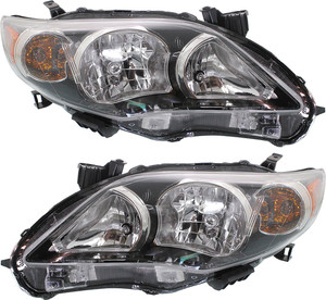 Headlight Pair/Set for 2011-2013 Toyota Corolla, Includes Right Passenger and Left Driver Replacement Lights