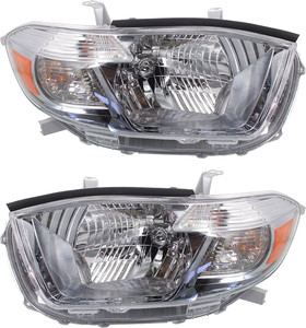Headlight Pair/Set for Toyota Highlander 2011-2013, Right Passenger and Left Driver, Replacement