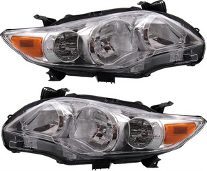 Headlight Pair/Set for 2011-2013 Toyota Corolla, Right Passenger and Left Driver Replacement
