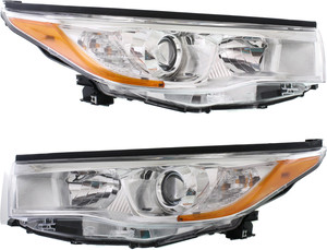 Headlight Assembly for 2014-2016 Toyota Highlander, Halogen, Right Passenger and Left Driver, without Smoked Chrome Accent, Replacement Pair/Set