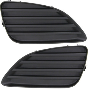 Front Fog Light Cover Pair/Set for 2010-2011 Toyota Camry, Right Passenger and Left Driver, Textured Black, without Fog Light Hole, Replacement