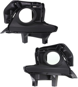 Front Fog Light Molding Pair/Set for Toyota Highlander 2014-2016, Right Passenger and Left Driver, Textured Black, without LED Daytime Running Lights, Replacement