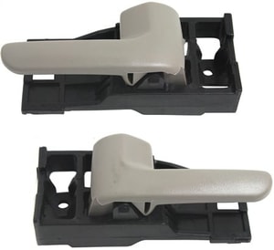 Inside Door Handle Pair/Set for Toyota Tundra 2000-2006 Extended Cab Pickup, Right Passenger and Left Driver, Beige (Fawn), Without Door Lock, Replacement