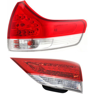 Tail Light Assembly for Toyota Sienna 2012-2014, Right Passenger Outer Halogen, Set of 2, Replacement