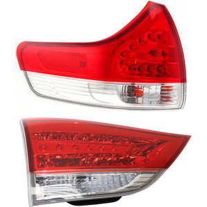 Tail Light Set for Toyota Sienna 2012-2014, Left Driver Inner and Outer, Halogen Replacement