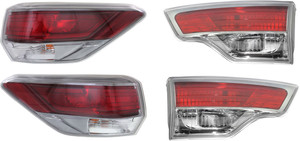 Tail Light Assembly for 2014-2017 Toyota Highlander, Pair/Set of 4, Inner and Outer, Right Passenger and Left Driver, Replacement