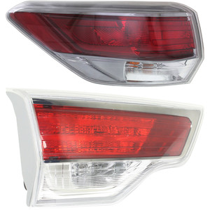 Tail Light Set for Toyota Highlander 2014-2016, Inner and Outer, Halogen, Left Driver Side Replacement