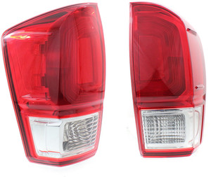 Red Lens Tail Light Assembly Pair/Set for 2016-2020 Toyota Tacoma, Right Passenger and Left Driver Replacement